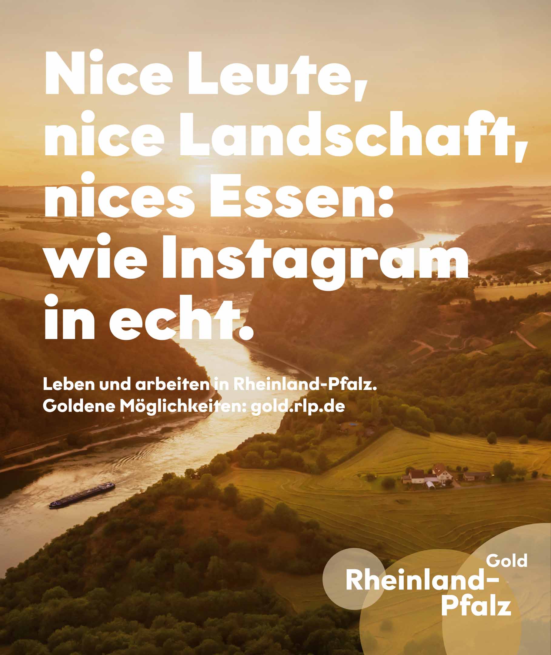Kampagnenmotiv: Nice Leute, nice Landschaft, nices Essen: wie Instagram in echt.